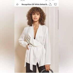 Lulus White Belted Blazer, XS